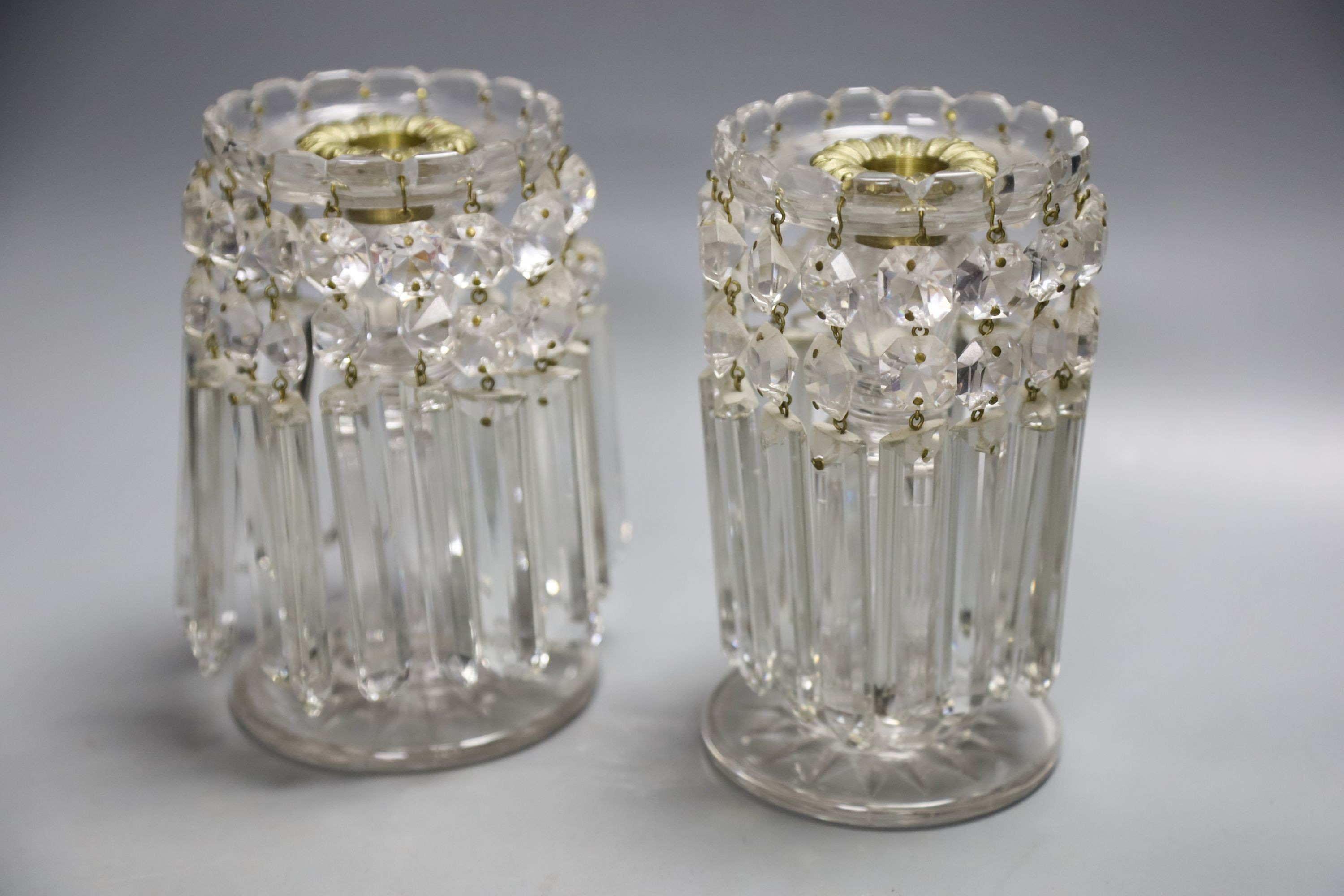 A pair of 19th century cut glass table lustres 18cm